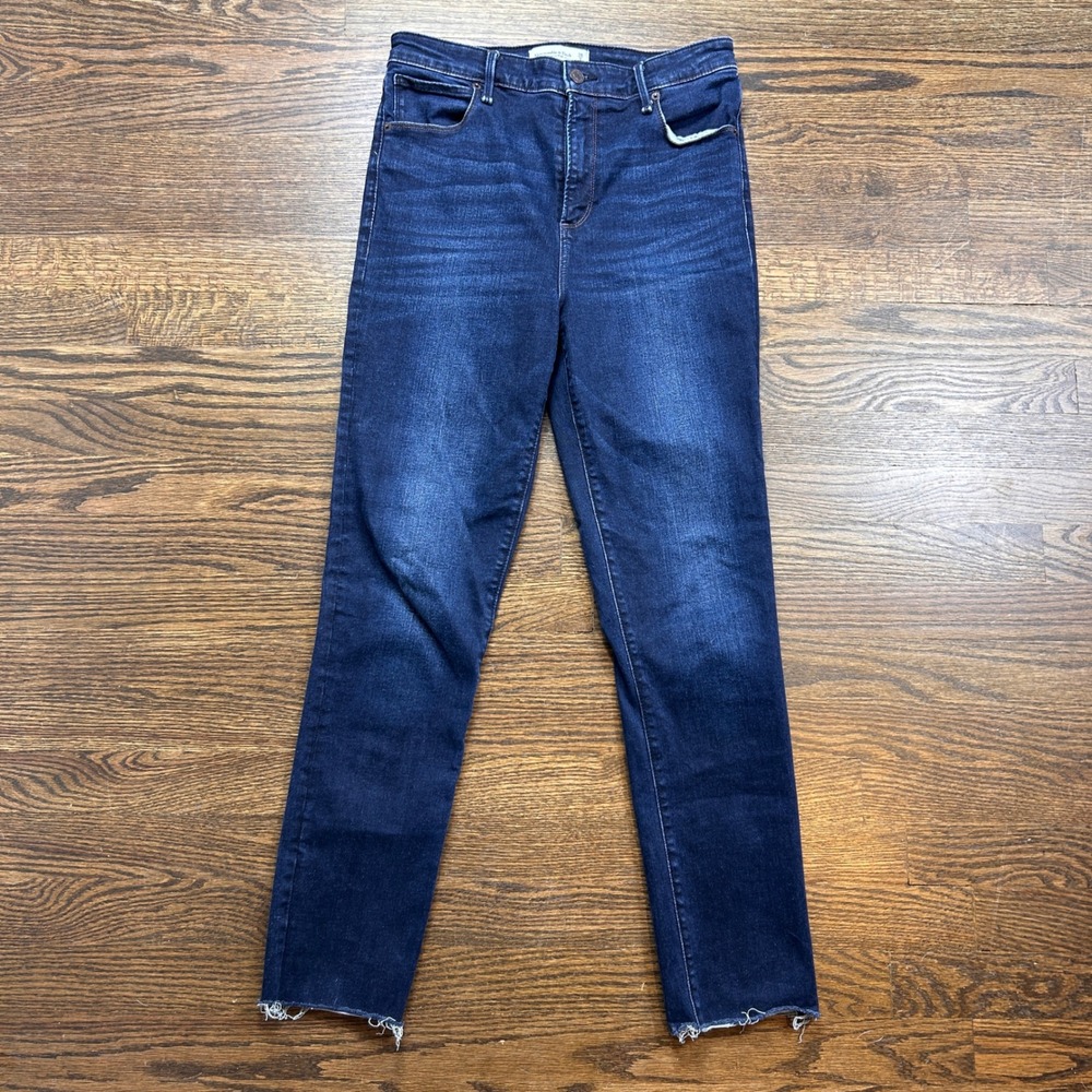Abercrombie & Fitch Super Skinny High Rise Jeans Womens 29 8L Dark Wash Raw Hem